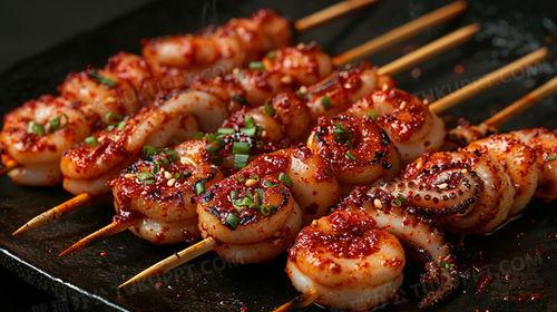 海鲜烧烤照片,味蕾之旅，尽享海洋美味